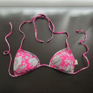 Abercrombie & Fitch Hot Pink Paisley Triangle Bikini Top